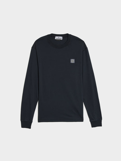 FISSATO Effect Cotton Long-Sleeve T-Shirt, Navy Blue