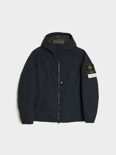 Polyester Micro Twill Padded Hooded Jacket, Navy Blue