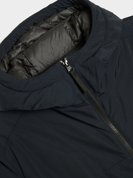 Polyester Micro Twill Padded Hooded Jacket, Navy Blue