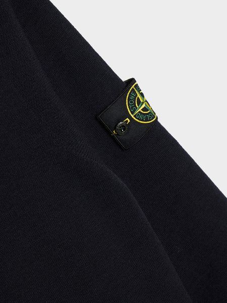 Stretch RWS Wool Knit Crewneck, Navy Blue