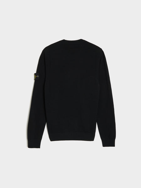 Stretch RWS Wool Knit Crewneck, Black