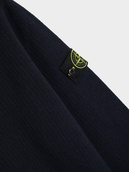 Winter Cotton Knit Crewneck, Navy Blue