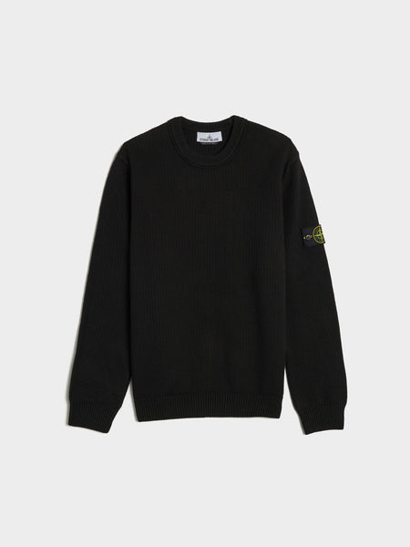 Winter Cotton Knit Crewneck, Black