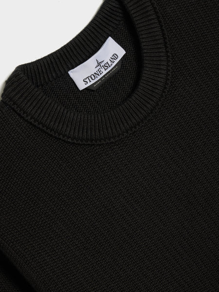 Winter Cotton Knit Crewneck, Black