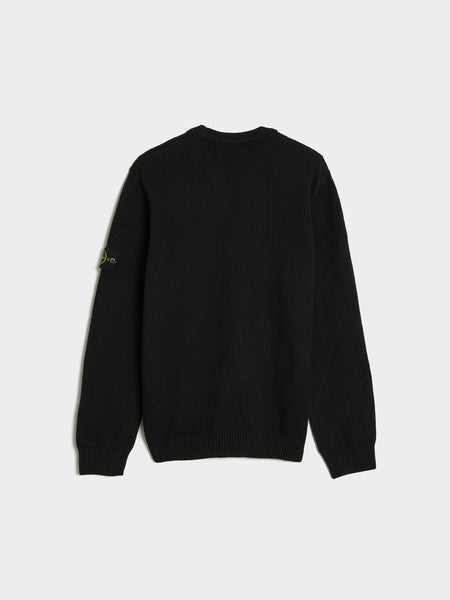 Winter Cotton Knit Crewneck, Black