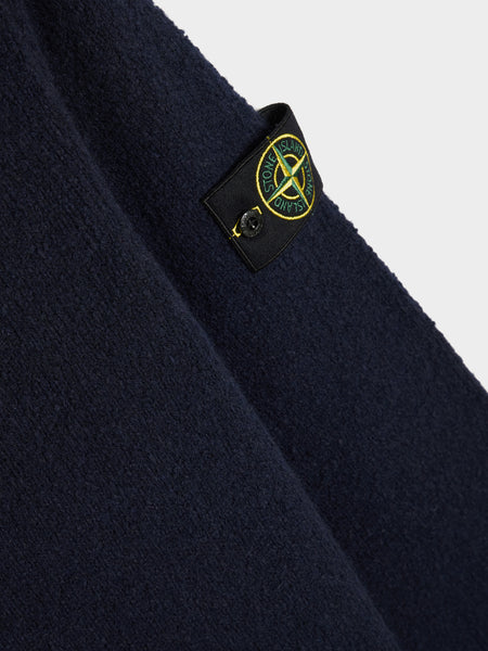 Wool-Nylon Knit Crewneck, Navy Blue