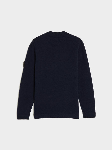 Wool-Nylon Knit Crewneck, Navy Blue