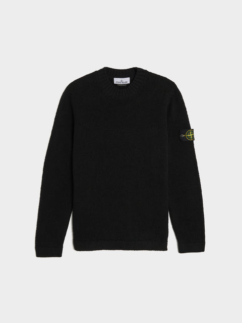 Wool-Nylon Knit Crewneck, Black