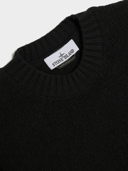 Wool-Nylon Knit Crewneck, Black