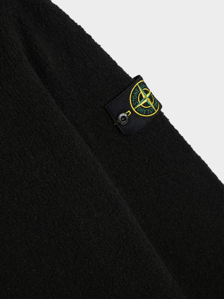 Wool-Nylon Knit Crewneck, Black