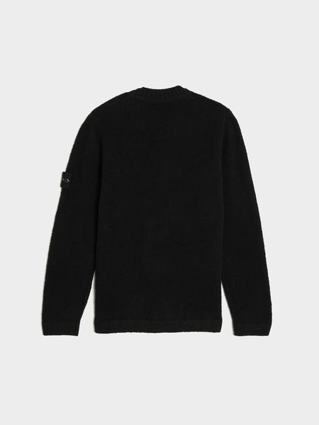Wool-Nylon Knit Crewneck, Black