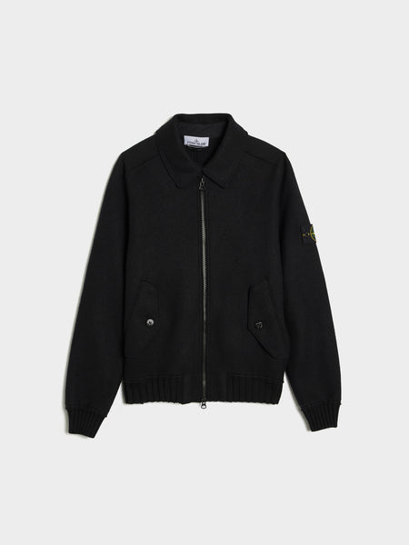 Felted RWS Wool Cardigan, Black