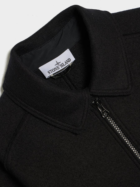 Felted RWS Wool Cardigan, Black