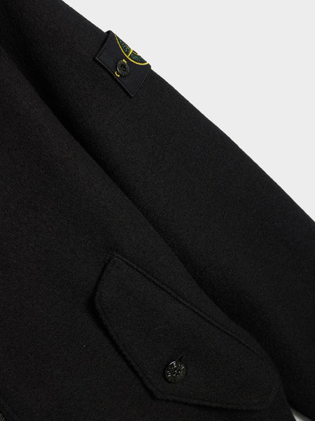 Felted RWS Wool Cardigan, Black