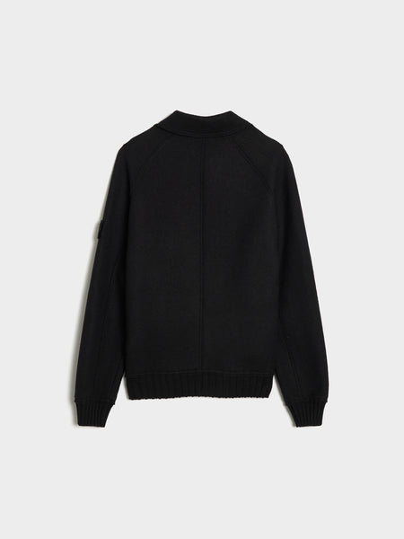 Felted RWS Wool Cardigan, Black