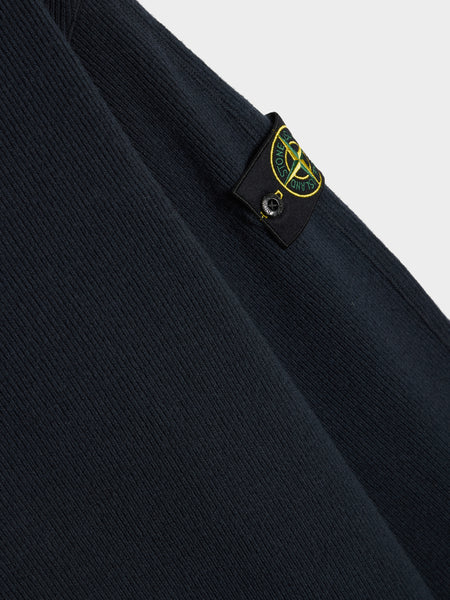 Ribbed Wool Nylon Sweatshirt, Navy Blue
