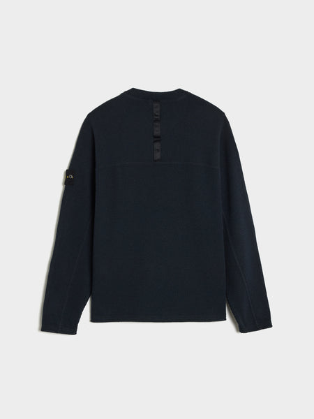 Ribbed Wool Nylon Sweatshirt, Navy Blue