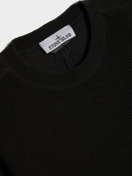 Ribbed Wool Nylon Sweatshirt, Black