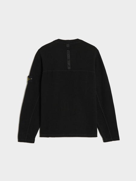 Ribbed Wool Nylon Sweatshirt, Black