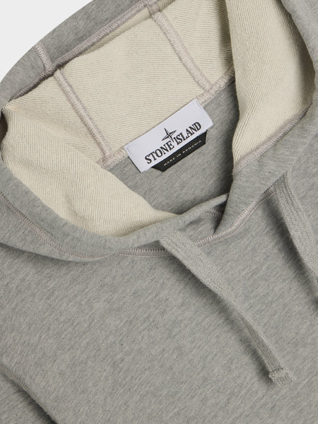Garment Dyed Cotton Fleece Hoodie, Melange Grey
