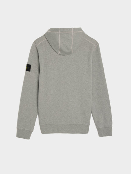 Garment Dyed Cotton Fleece Hoodie, Melange Grey