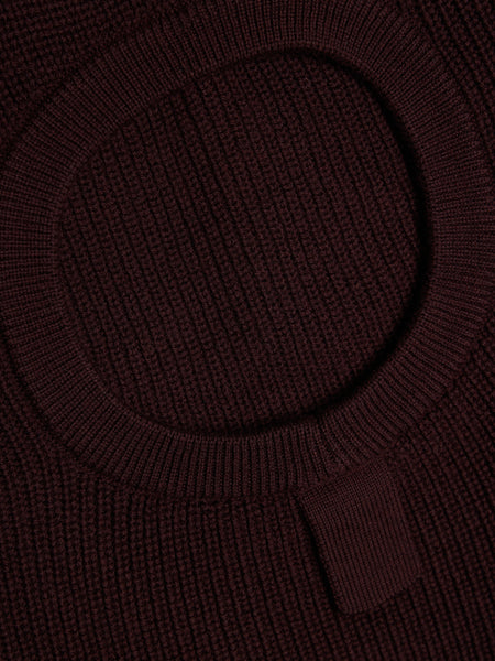 Patch Logo Wool Balaclava, Dark Burgundy