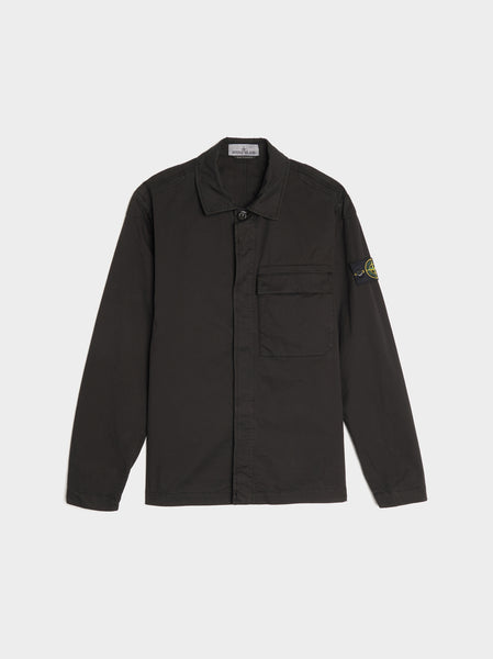 Stretch Cotton Cargo Overshirt, Black