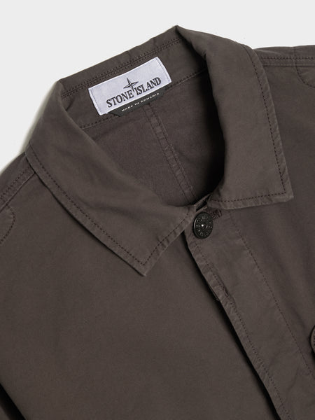 Stretch Cotton Cargo Overshirt, Charcoal