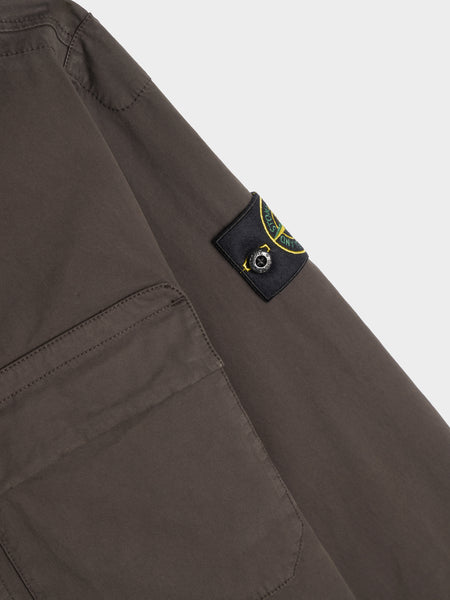 Stretch Cotton Cargo Overshirt, Charcoal