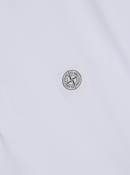 Compass Patch Logo Polo Shirt, White