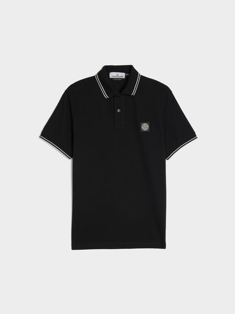 Black Compass Patch Logo Polo Shirt, Black