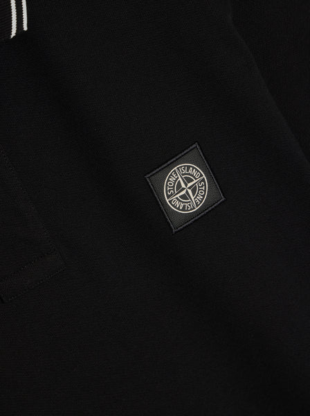 Black Compass Patch Logo Polo Shirt, Black