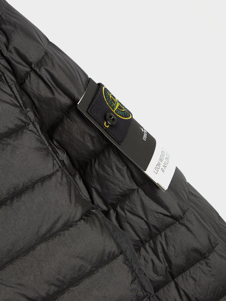 Recycled Light Down Hooded Jacket, Black