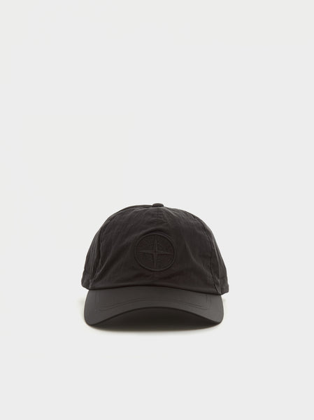 Nylon Metal Logo Cap, Black