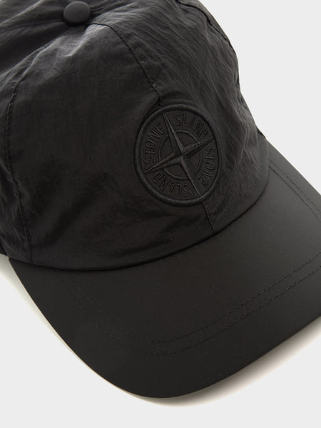 Nylon Metal Logo Cap, Black