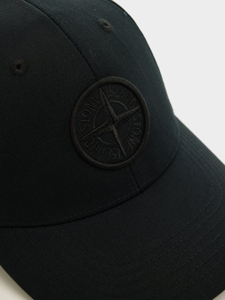 6 Panel Embroidery Compass Logo Cap, Black