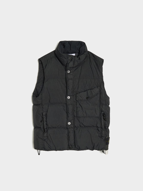 Recycled Light Nylon Down Vest, Black