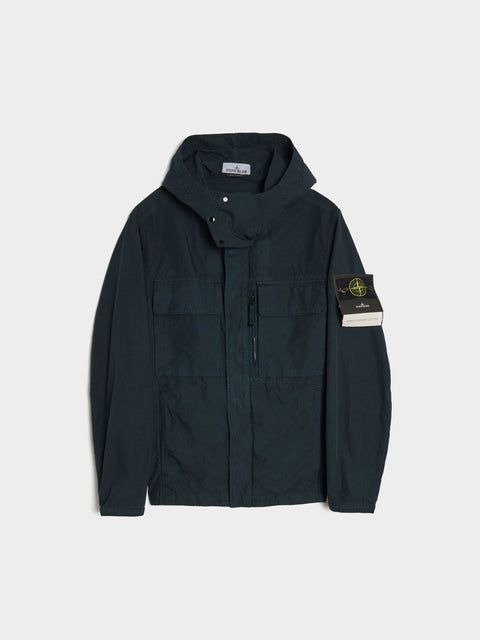 Canvas Weave Cotton Hooded Field Jacket, Navy Blue