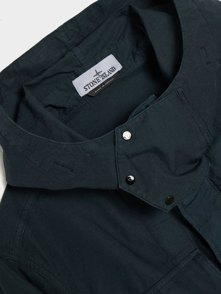 Canvas Weave Cotton Hooded Field Jacket, Navy Blue