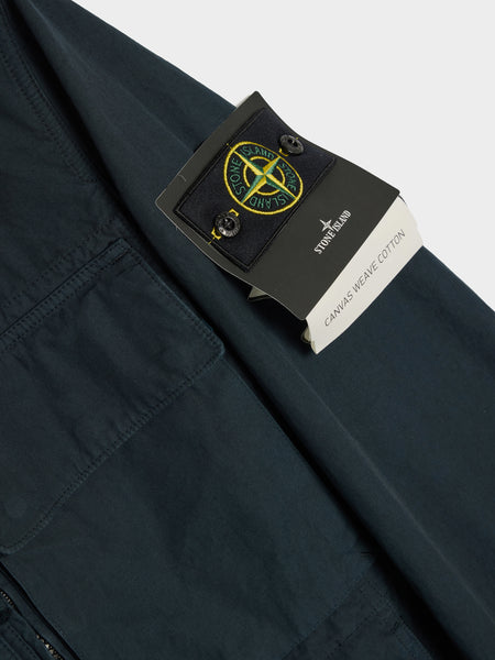 Canvas Weave Cotton Hooded Field Jacket, Navy Blue