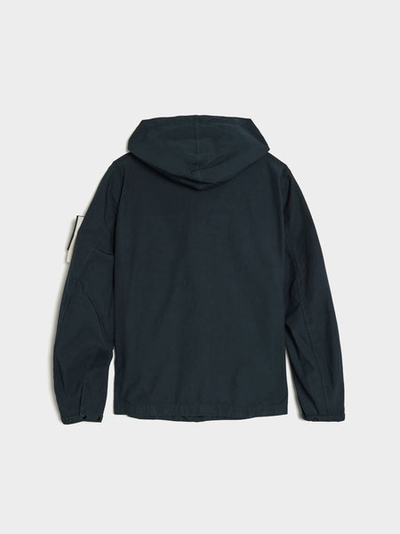 Canvas Weave Cotton Hooded Field Jacket, Navy Blue