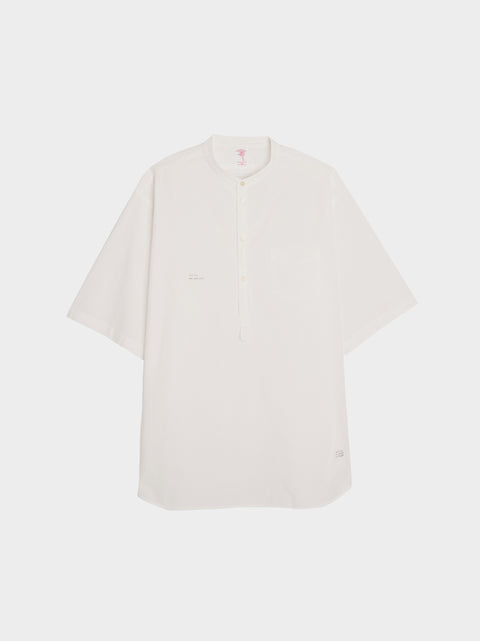 Banded Collar Strip Shirt, White ST