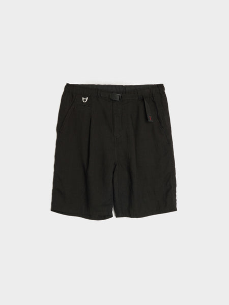 Belted Linen Short, Black