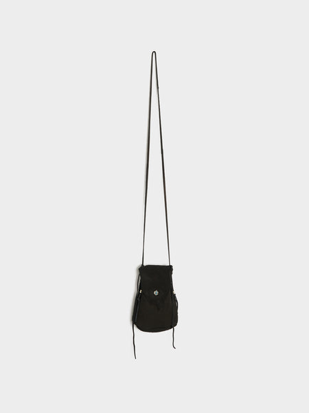 Deer Skin Leather Crossbody, Black