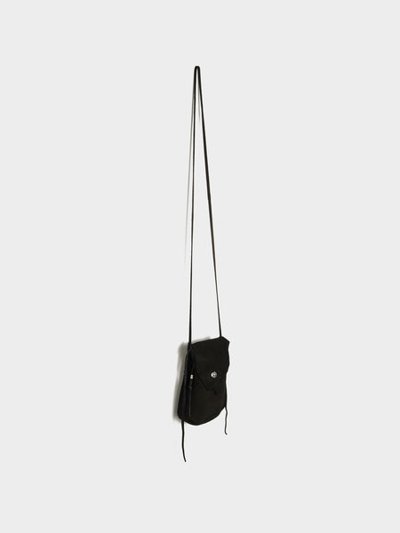 Deer Skin Leather Crossbody, Black