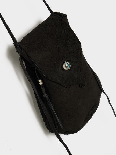 Deer Skin Leather Crossbody, Black