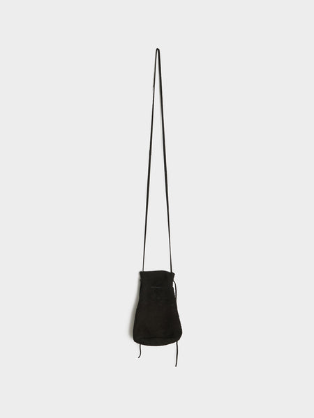 Deer Skin Leather Crossbody, Black