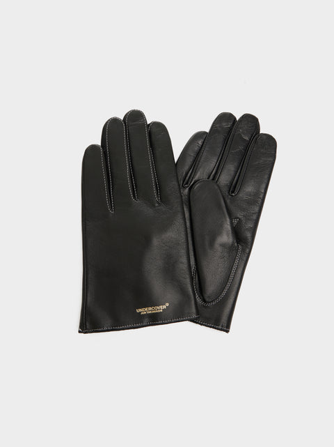 Logo Leather Gloves, Black