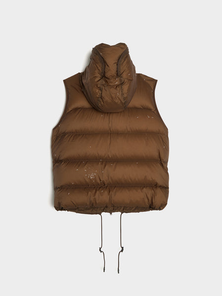 Hooded Puffer Vest, Brown