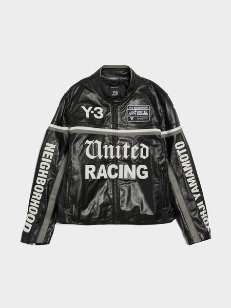 Y-3 x NBHD Leather Racer Jacket, Black